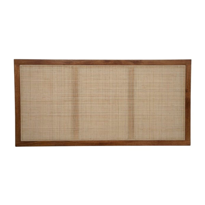 Tête de lit Nambu -bois massif de manguier et rotin-couleur noyer 162 x 80 x 3 cm