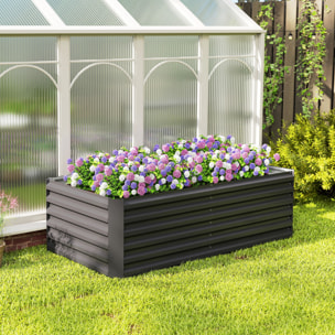 Jardinera Exterior Grande Rectangular de Acero Galvanizado, Huerto Urbano para Cultivar Plantas, Macetero Grande Exterior con Base Abierta, Resistente a la Intemperie, 180x90x57,5 cm, Gris