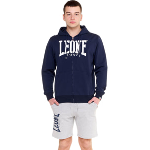 Sudadera de hombre Leone Basic de algodón no perchado con capucha y cremallera