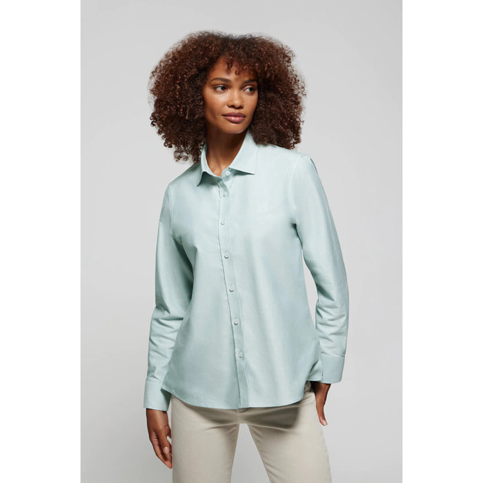 Camicia oxford verde oversize con logo ricamato