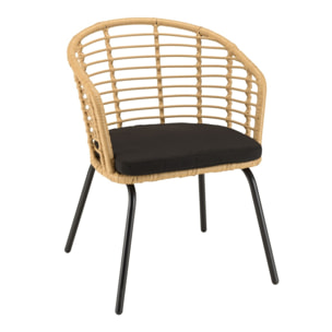 MALO - Lot de 2 fauteuils en rotin synthétique couleur naturelle