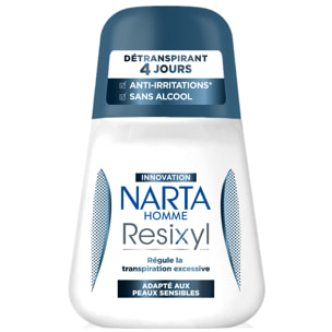 Lot de 12 - Narta Resixyl Homme Déodorant Détranspirant Bille 4 jours Sans Alcool 50ml