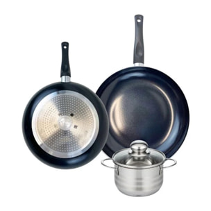 Ensemble de 2 Poêles de cuisson 20 et 24 cm et 1 faitout 12 cm Elo Prima Brillant