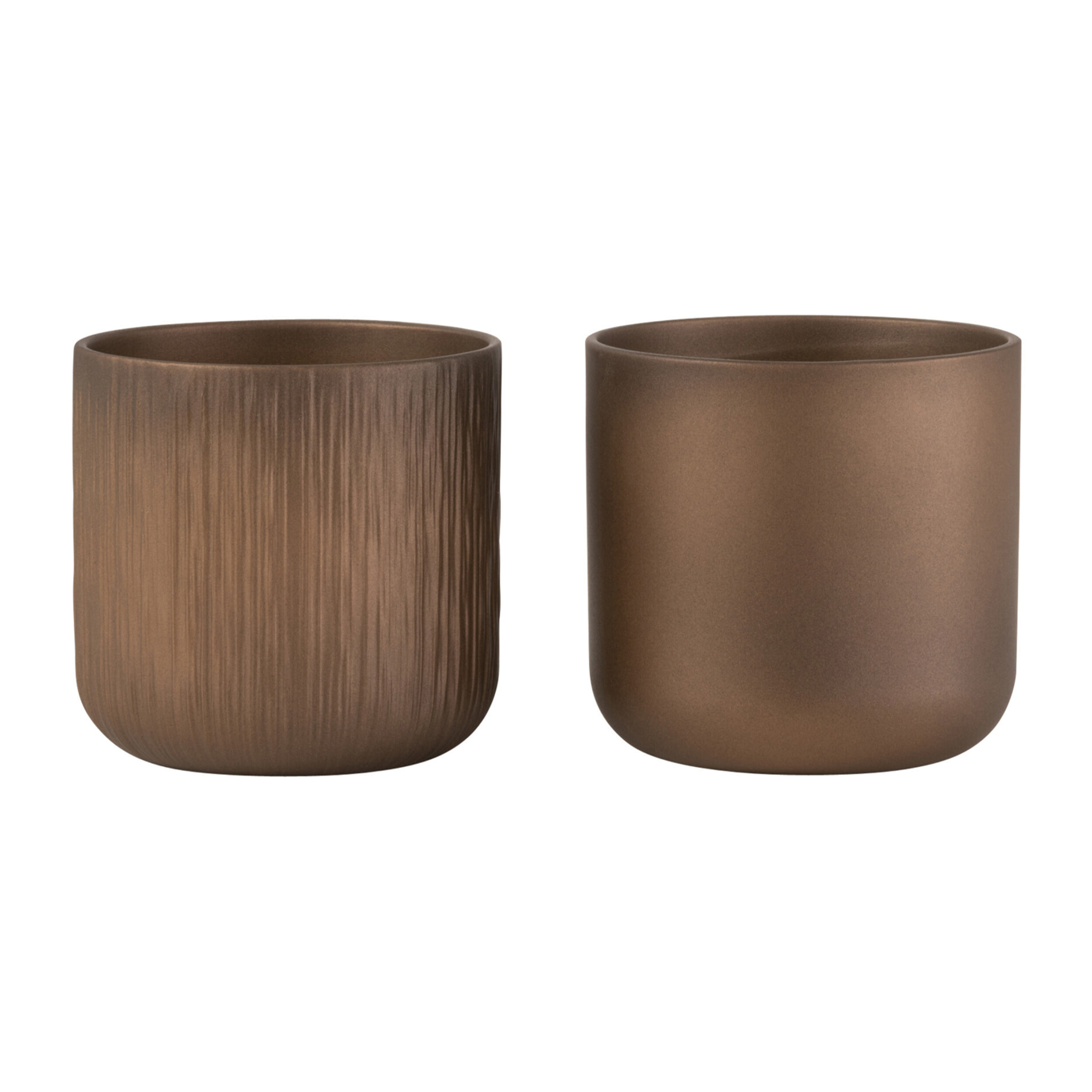 J-Line cache-pot Gen - céramique - or/cuivre - medium - 2 pièces - Ø 15 cm