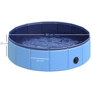 Piscine pour chien bassin PVC pliable anti-glissant facile à nettoyer diamètre 80 hauteur 20 cm bleu