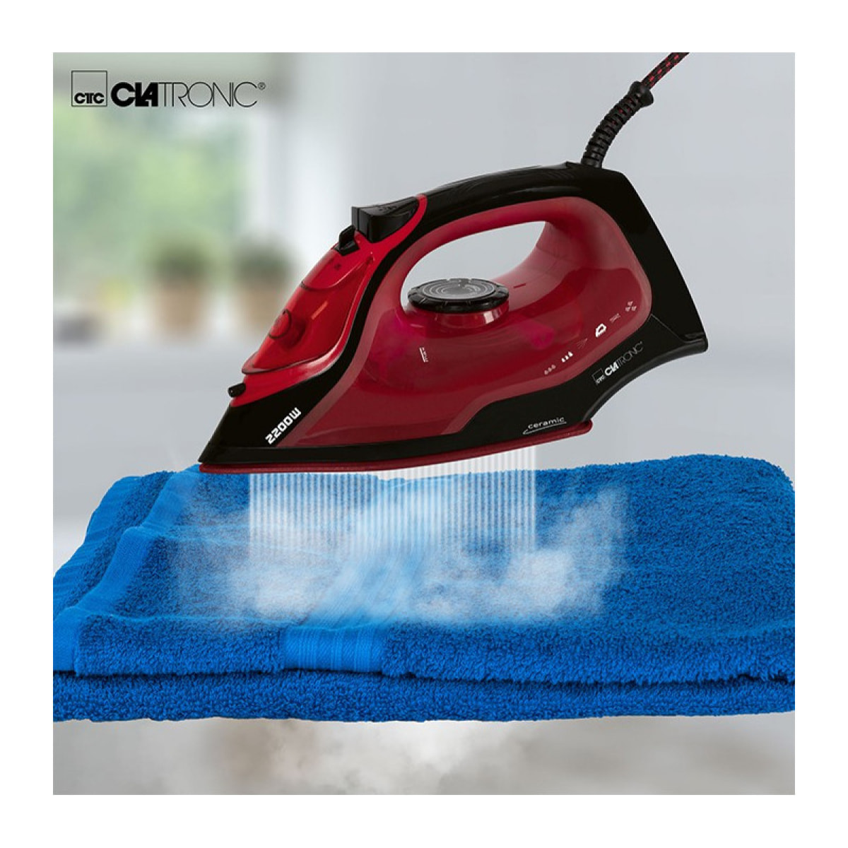 Fer à repasser vapeur avec 7 fonctions 2200W Clatronic DB 3752 Noir/rouge