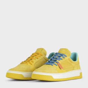 SNEAKER LOW P02 UOMO IN SUEDE E PELLE GIALLO