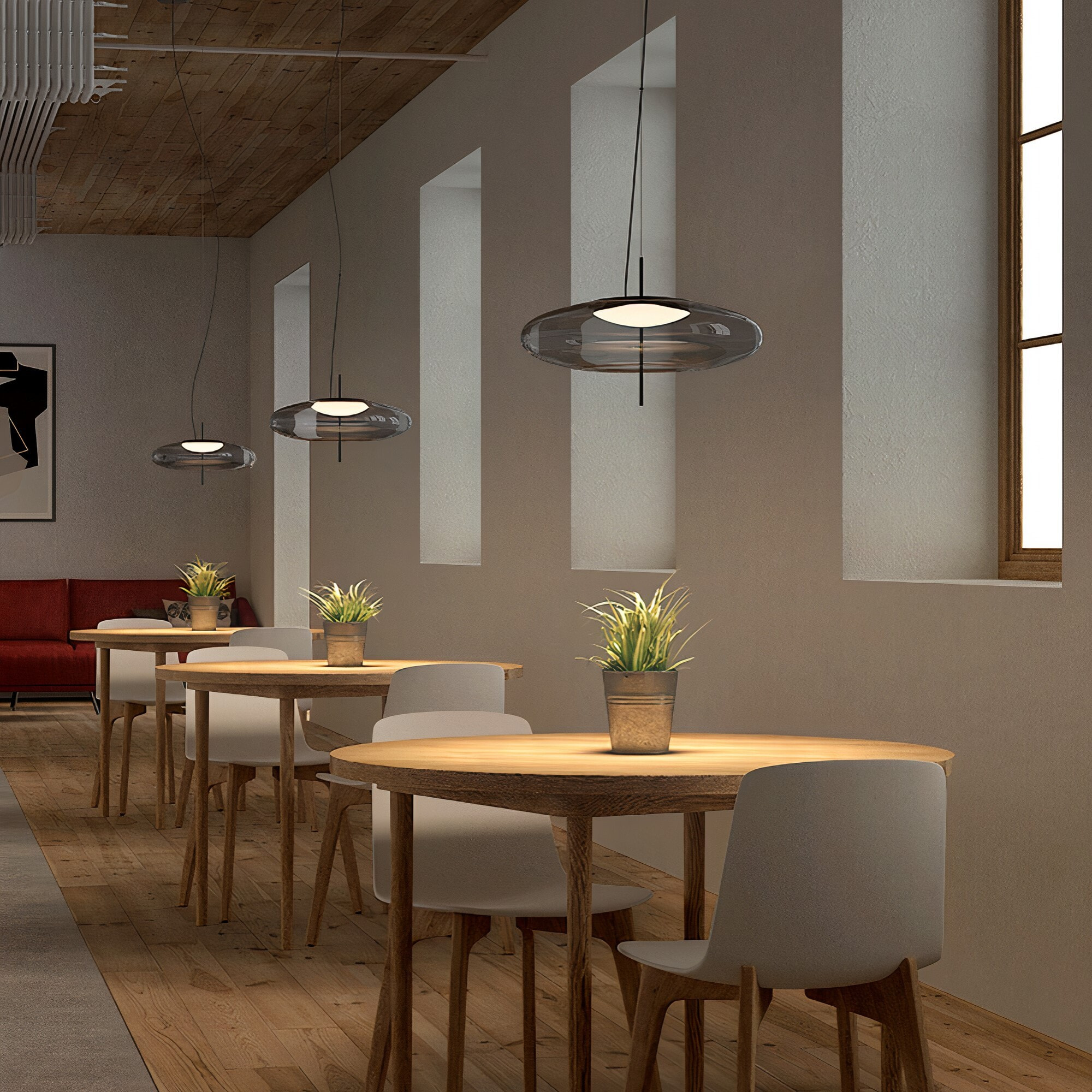 LEDS C4 Plat - Lámpara Colgante de Techo LED 13W Regulable 2700K/3000K/4000K Fumé