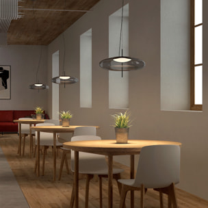 LEDS C4 Plat - Lámpara Colgante de Techo LED 13W Regulable 2700K/3000K/4000K Fumé