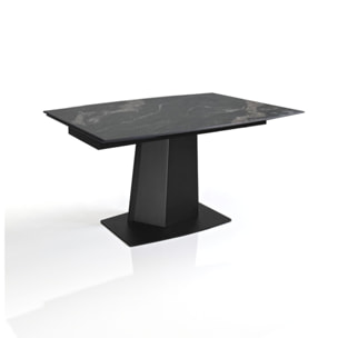 Table à manger extensible Tomasucci SAFIR, en céramique effet marbre noir, 140/170/200 × 89 × 77 cm