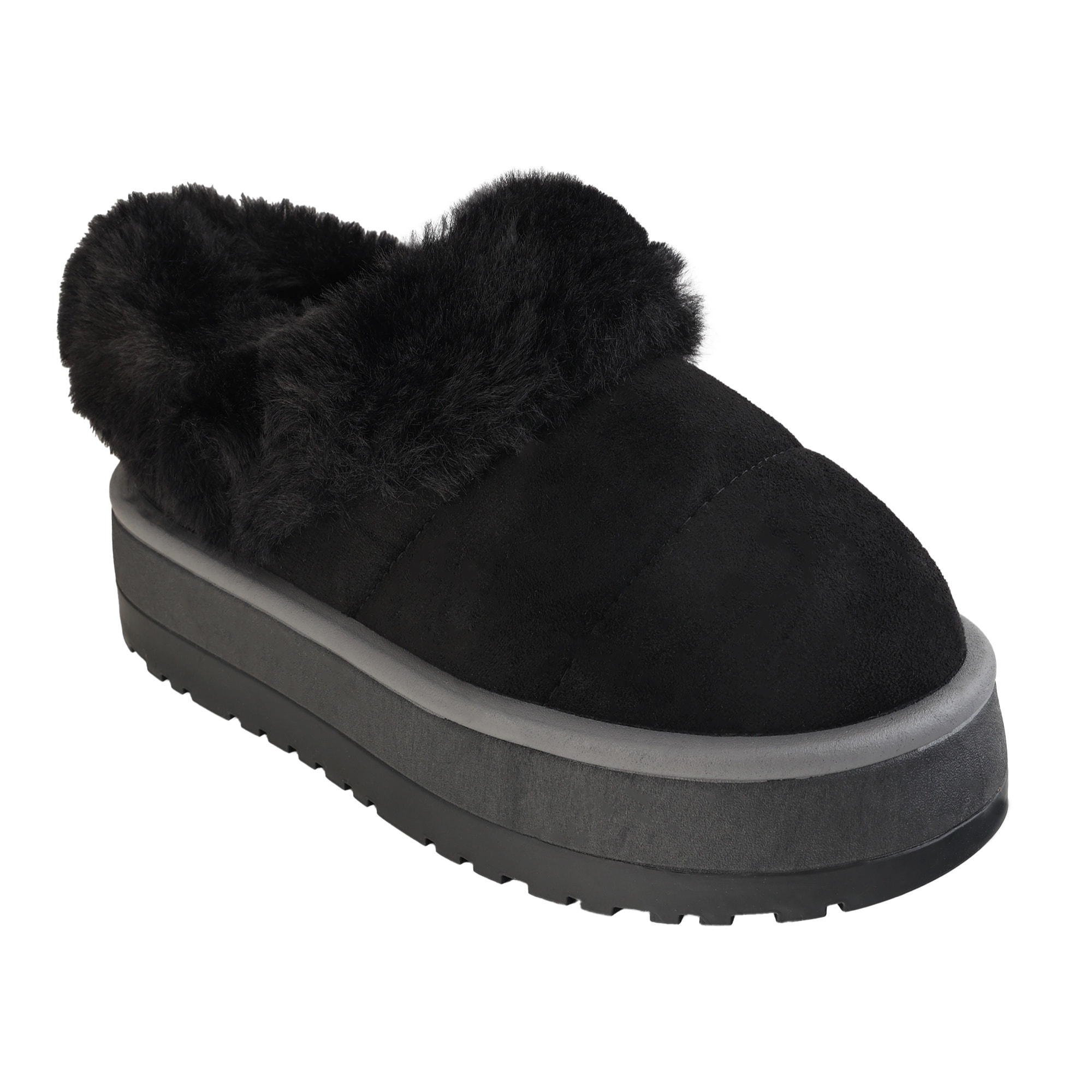 Ciabatte in simil camoscio imbottite con platform
