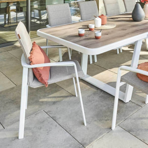 Fauteuil de jardin empilable "Diese" badiane & blanc en aluminium traité époxy