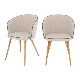 Lot de 2 chaises en tissu beige - Chiara