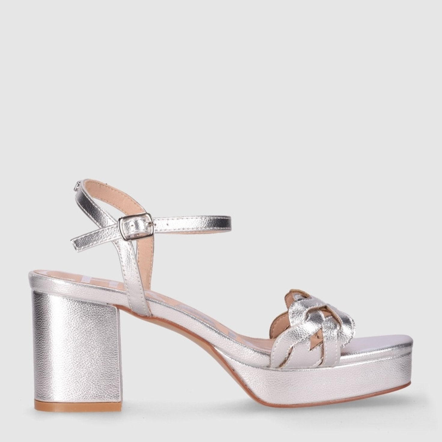 Sandalias de Piel Sintética - Plata - Tacón: 8 cm