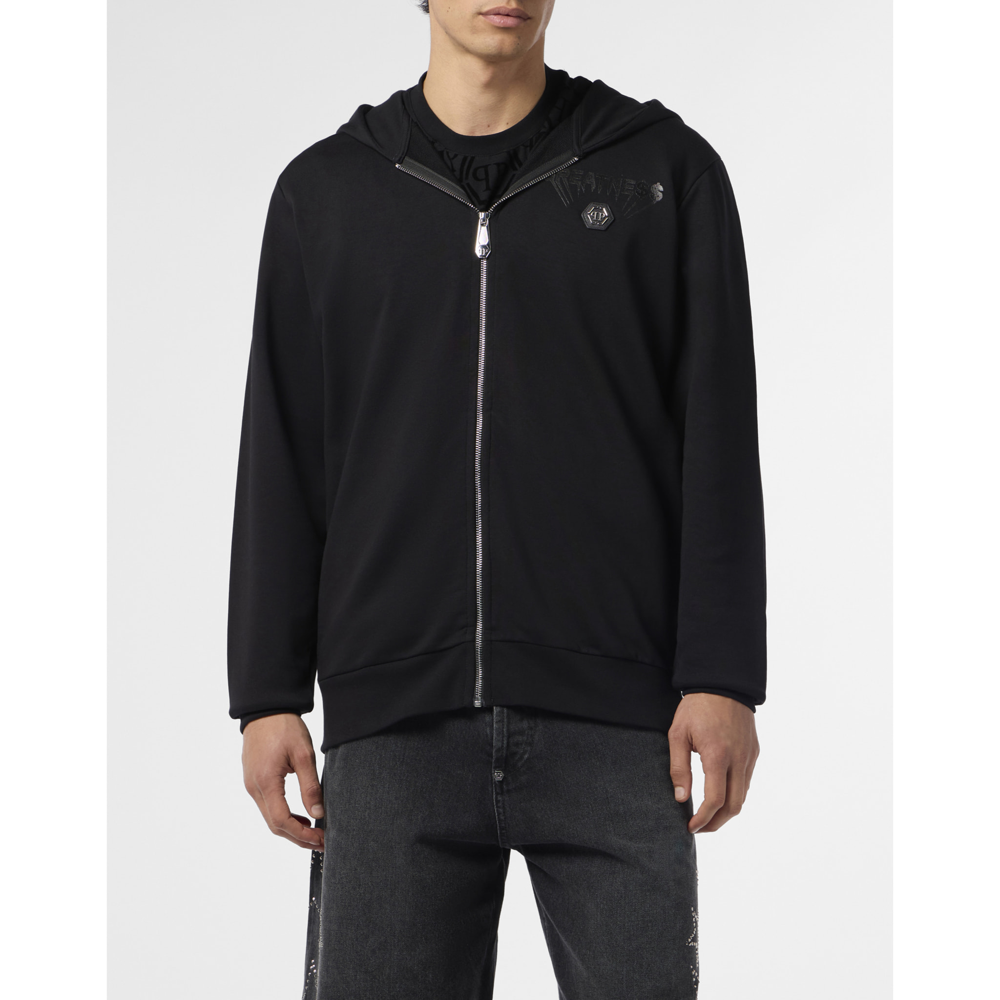 PHILIPP PLEIN Fleece Zip Hoodie Greatness