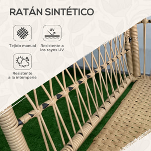 Conjunto de Mesa y Sillas de Jardín Exterior Juego de 3 Piezas Sillas y Mesa de Ratán con 2 Sillas 1 Mesa de Centro Redonda y Cojines para Terraza Césped Balcón Natural