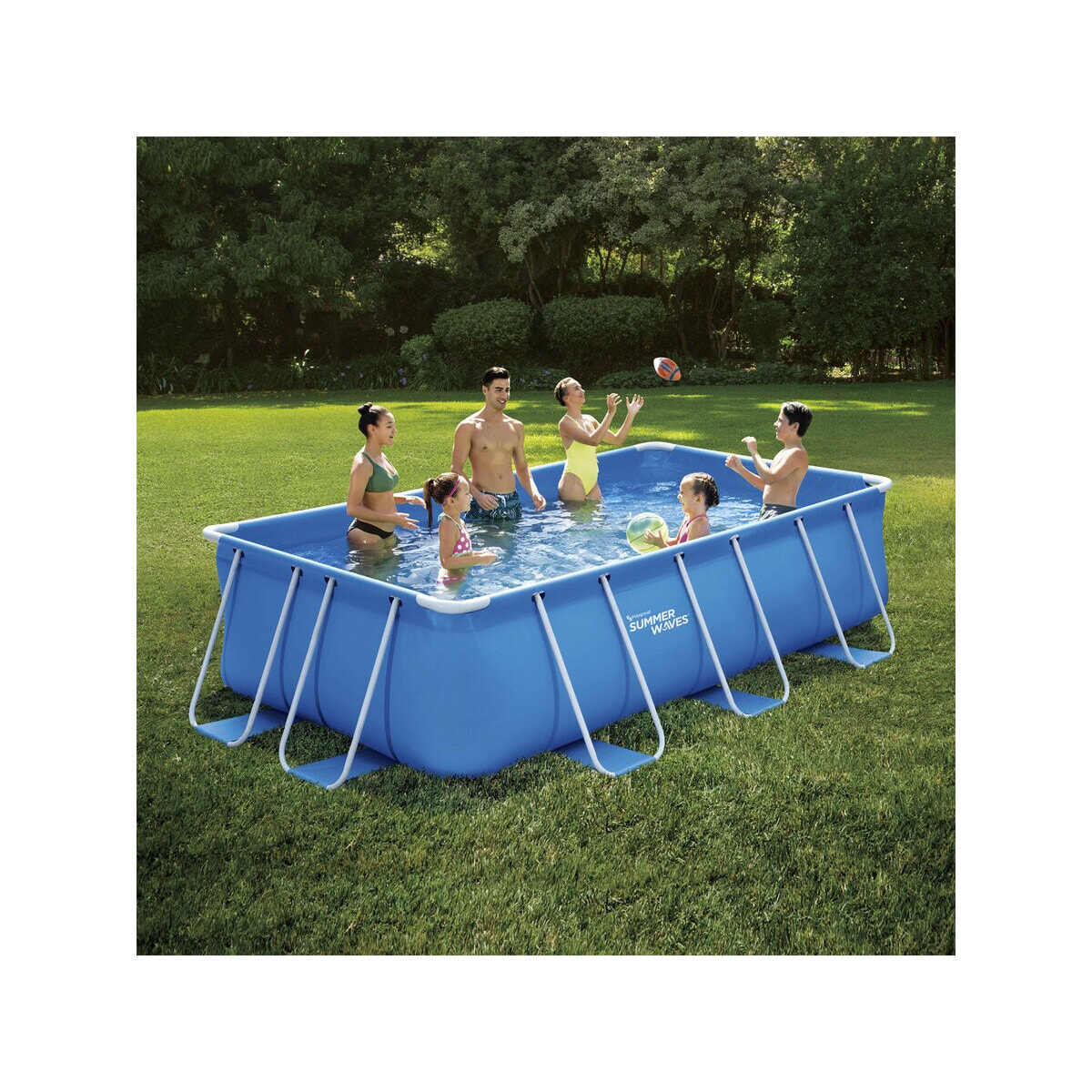 Piscine tubulaire rectangulaire "Flora" – 4 x 2 x 1 m - Bleu