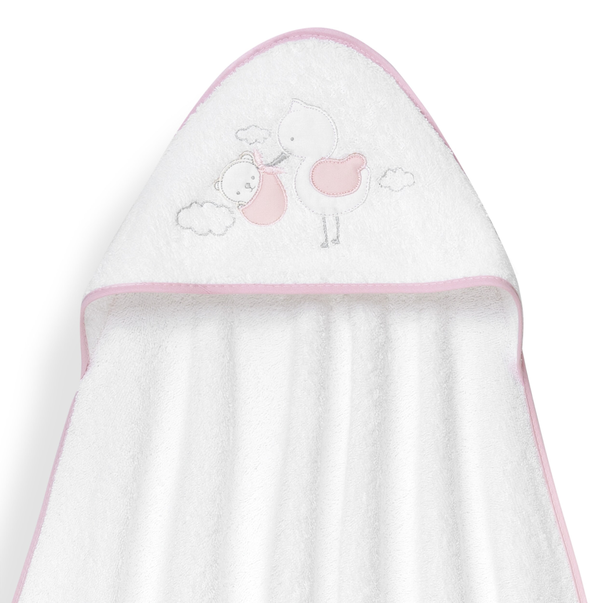Capa Baño 1X1 Mod Cigueña Oso+Gorro Bco/Rosa