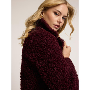 Motivi - Cappotto oversize in panno bouclé - Bordeaux