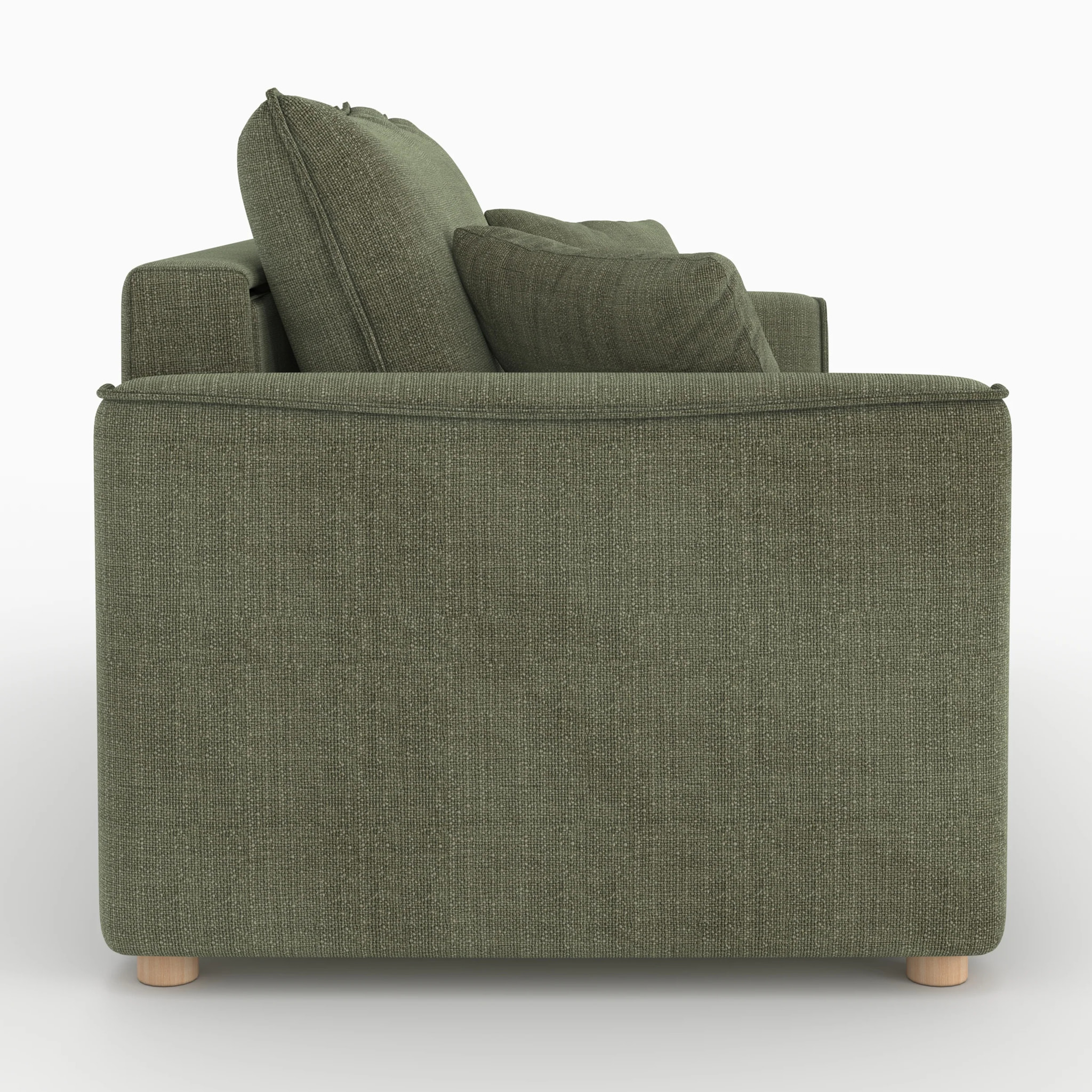 Canapé convertible 2 places en tissu texturé vert kaki - Olympe