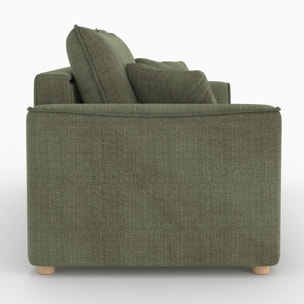 Canapé convertible 2 places en tissu texturé vert kaki - Olympe