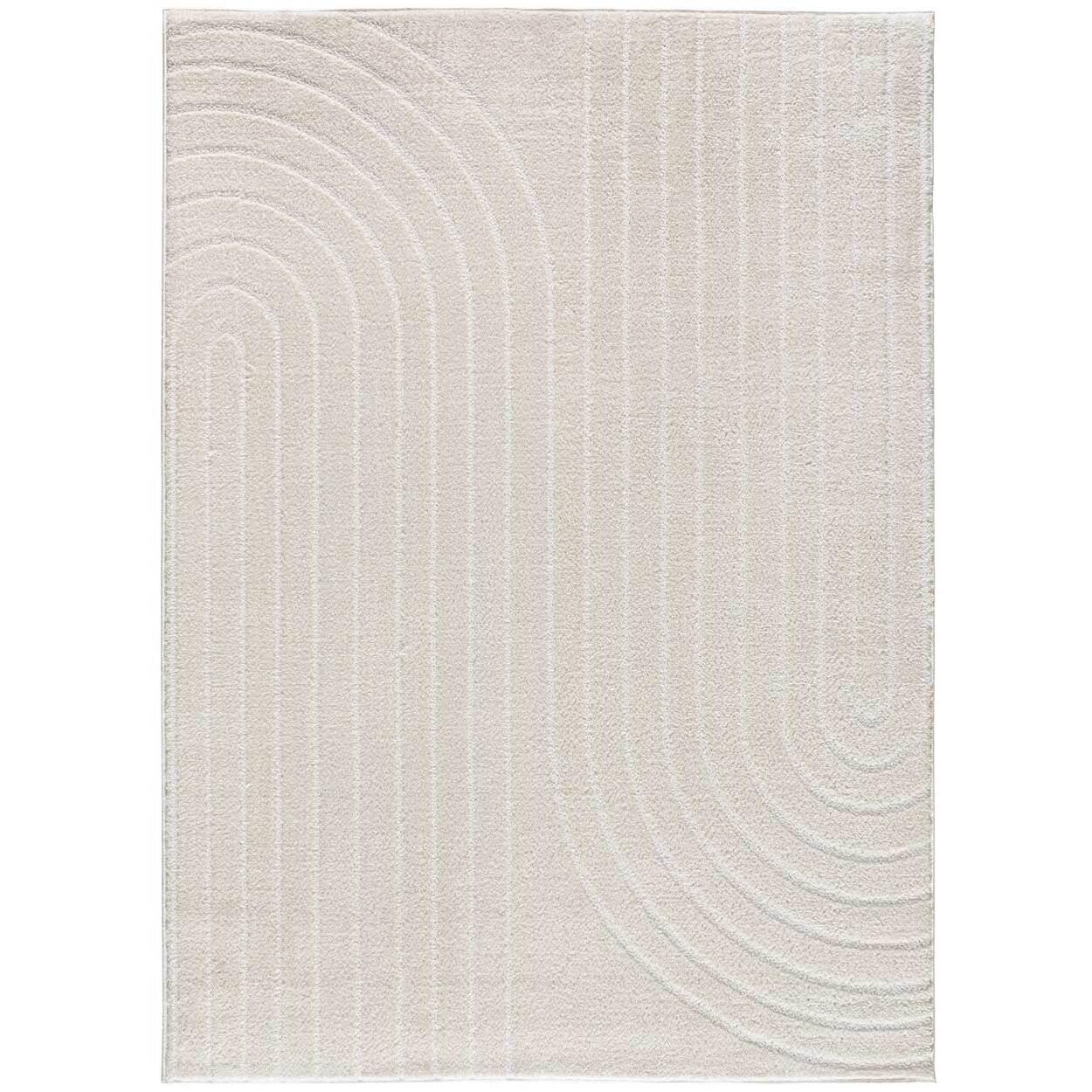 BLANCHE Alfombra geometrica con relieve en blanco, varias medidas disponibles.