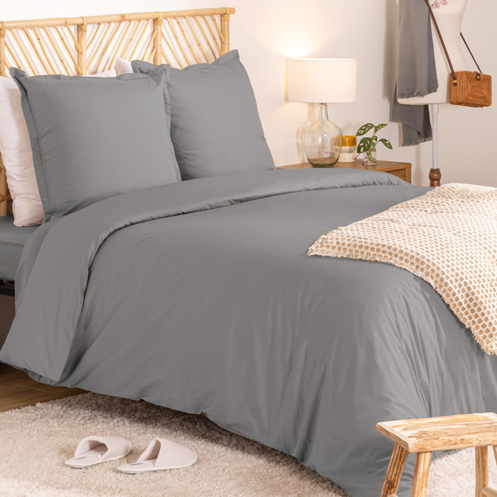 Parure de lit Landiha Percale gris 240x220cm