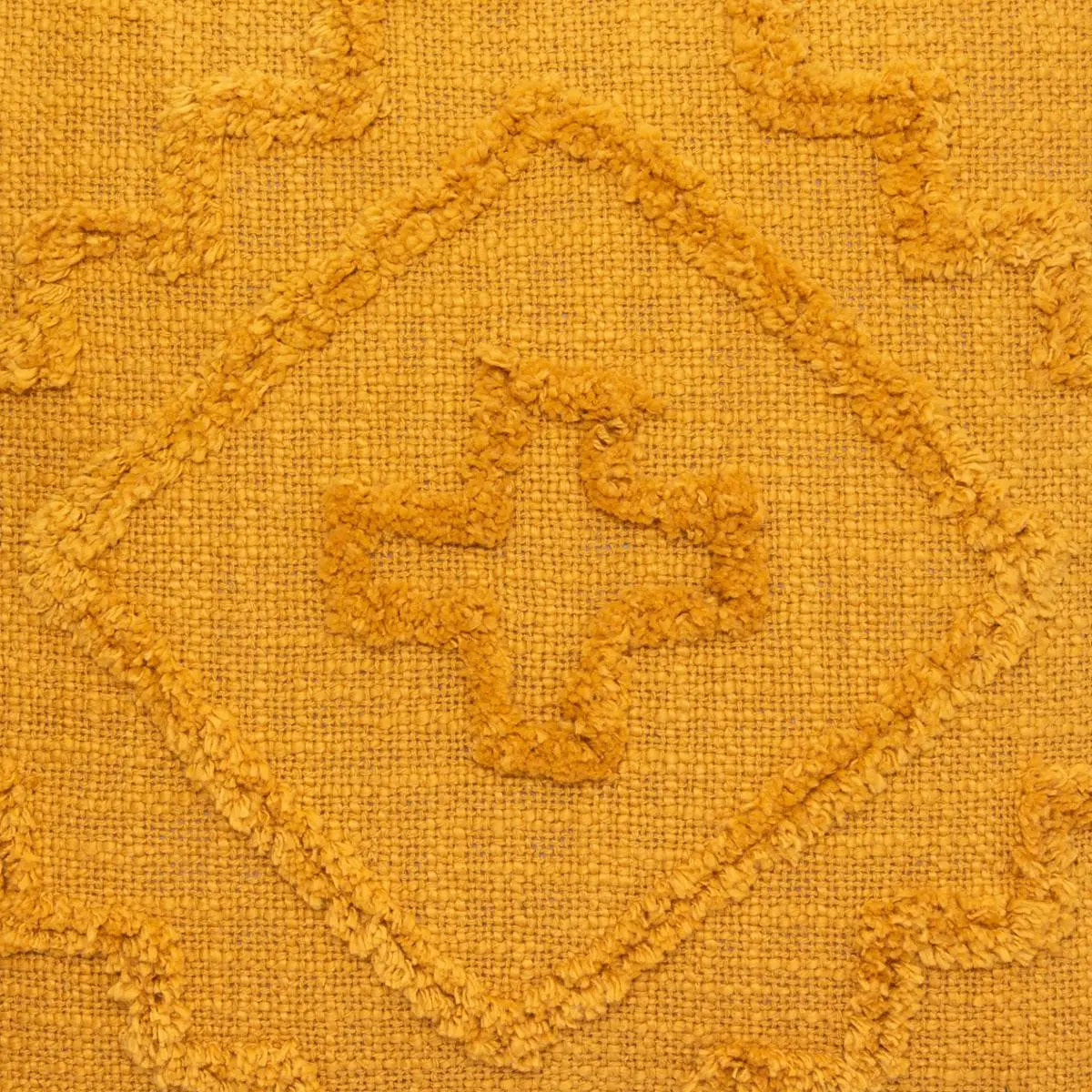 Coussin "Inca" en coton tufté jaune moutarde 40x40 cm