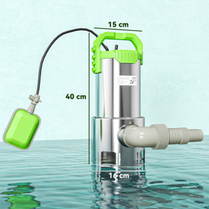 Bomba de Aguas Sucias 1100W Bomba Sumergible de Aguas Residuales con Capacidad de 18000 l/h Interruptor de Flotador y Conector Universal para Drenaje de Piscinas Estanques Bañeras