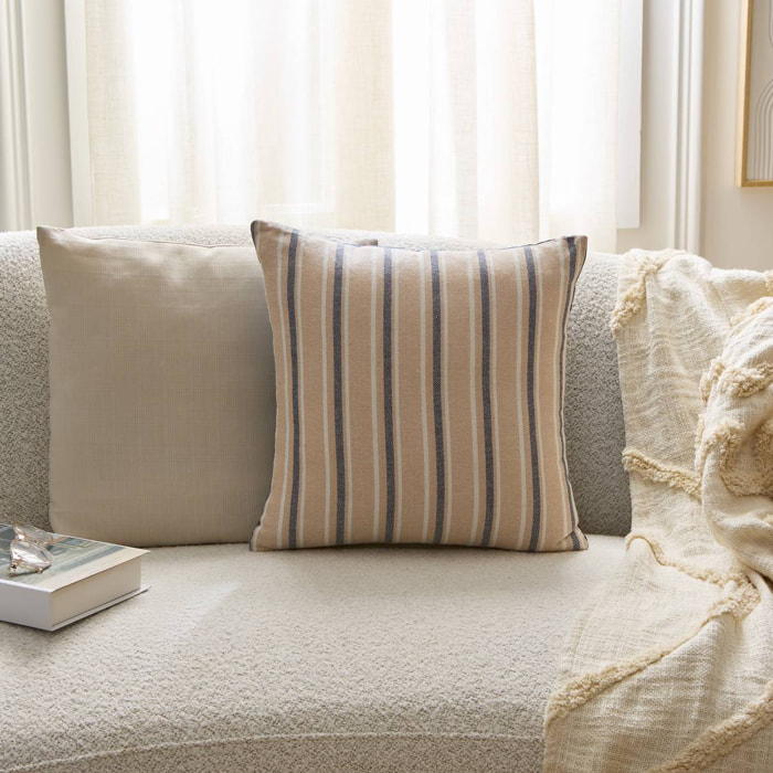 Coussin Groove 40x40cm rayé bleu navy