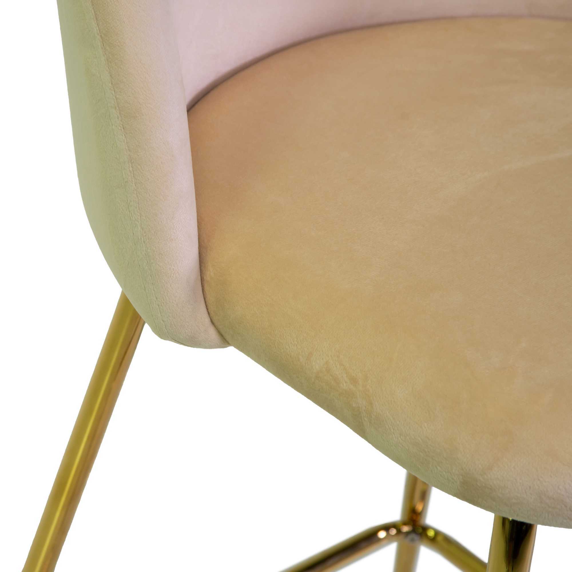 Sgabello Sammi Vacchetti in velluto crema con struttura oro cm44x48h91