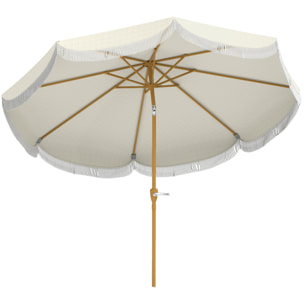Parasol de jardin extérieur parasol inclinable rond Ø2,7 x 2,4 m parasol droit avec ouverture fermeture manivelle, franges, toile 180 g/m² protection UPF 30+, pour balcon, terrasse, bleu