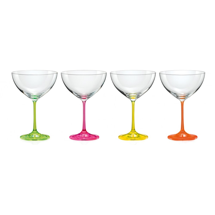 Lot de 4 verres cocktail neon 340 ml