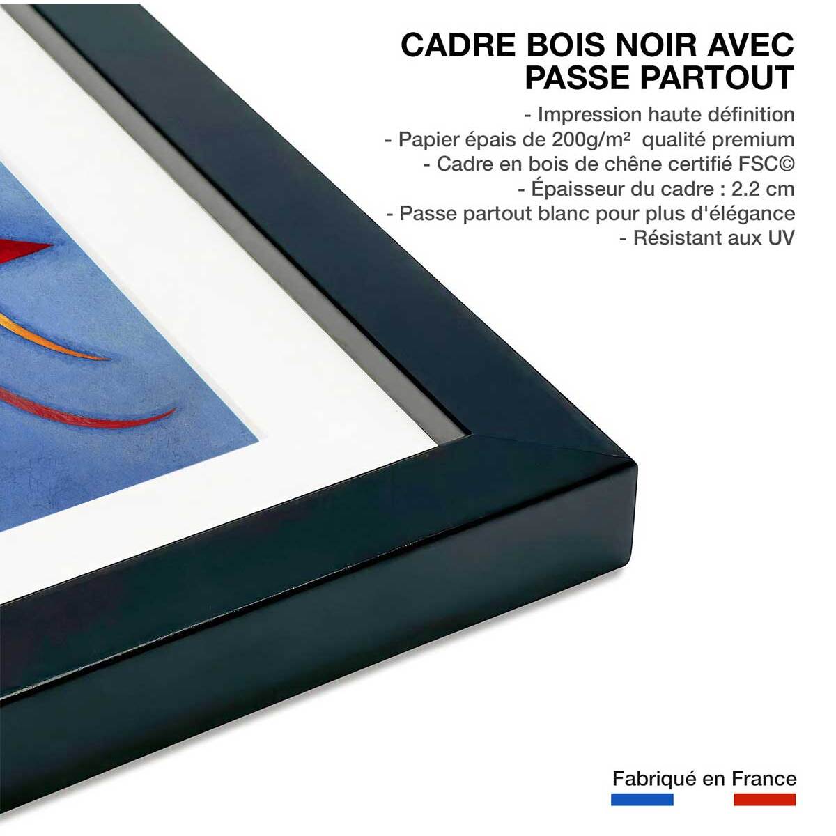 Poster Soft Hard par Wassily Kandinsky Affiche + cadre en bois - Noir