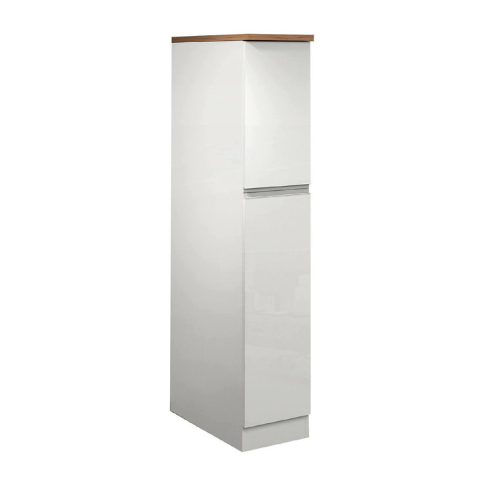 Dispensa da cucina Atrax, Armadio multiuso, Mobile per cucinotto, Portafrigo multifunzione, 100% Made in Italy, 30x60h165 cm, Bianco lucido e Rovere