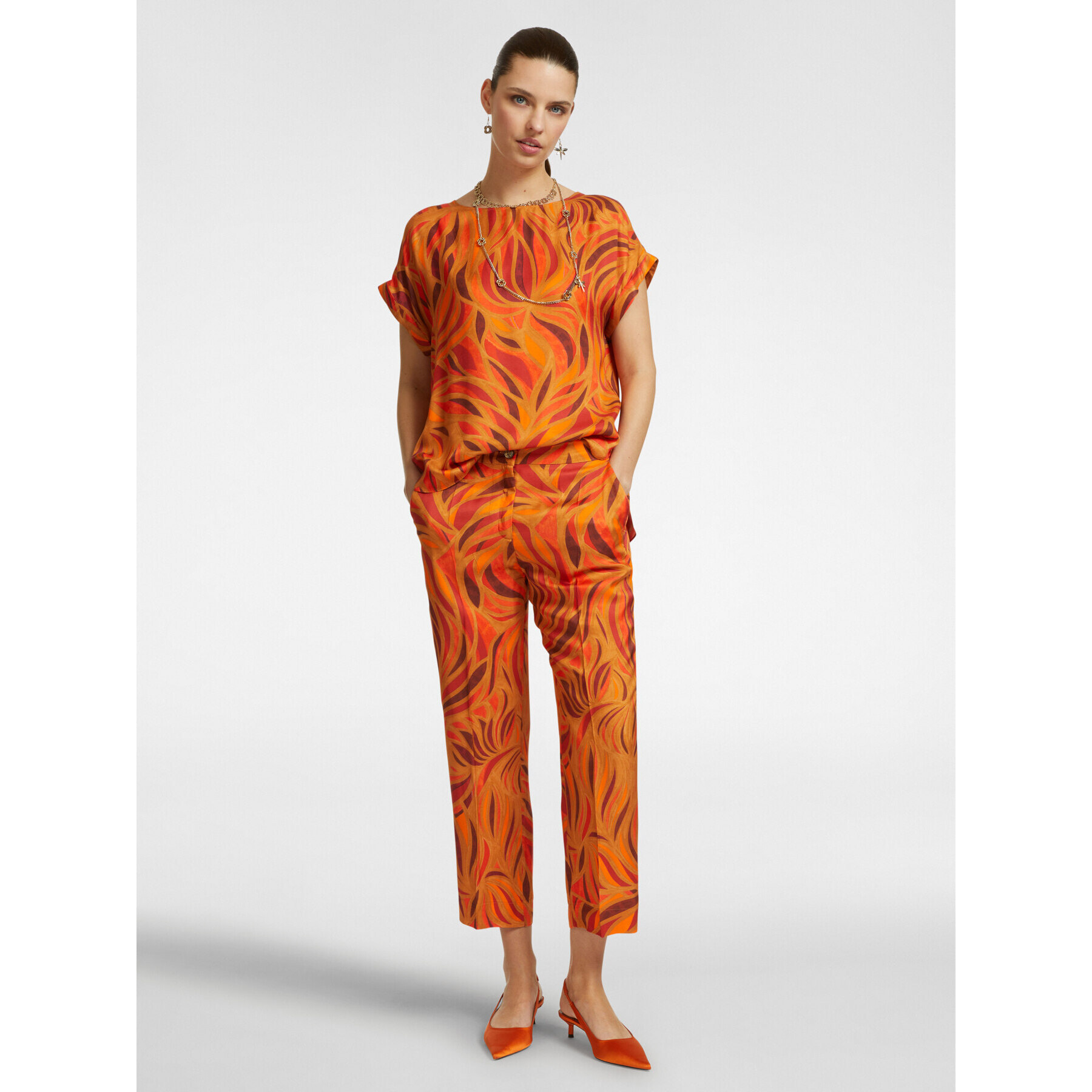 Elena Mirò - Blusa estampada - Naranja sol