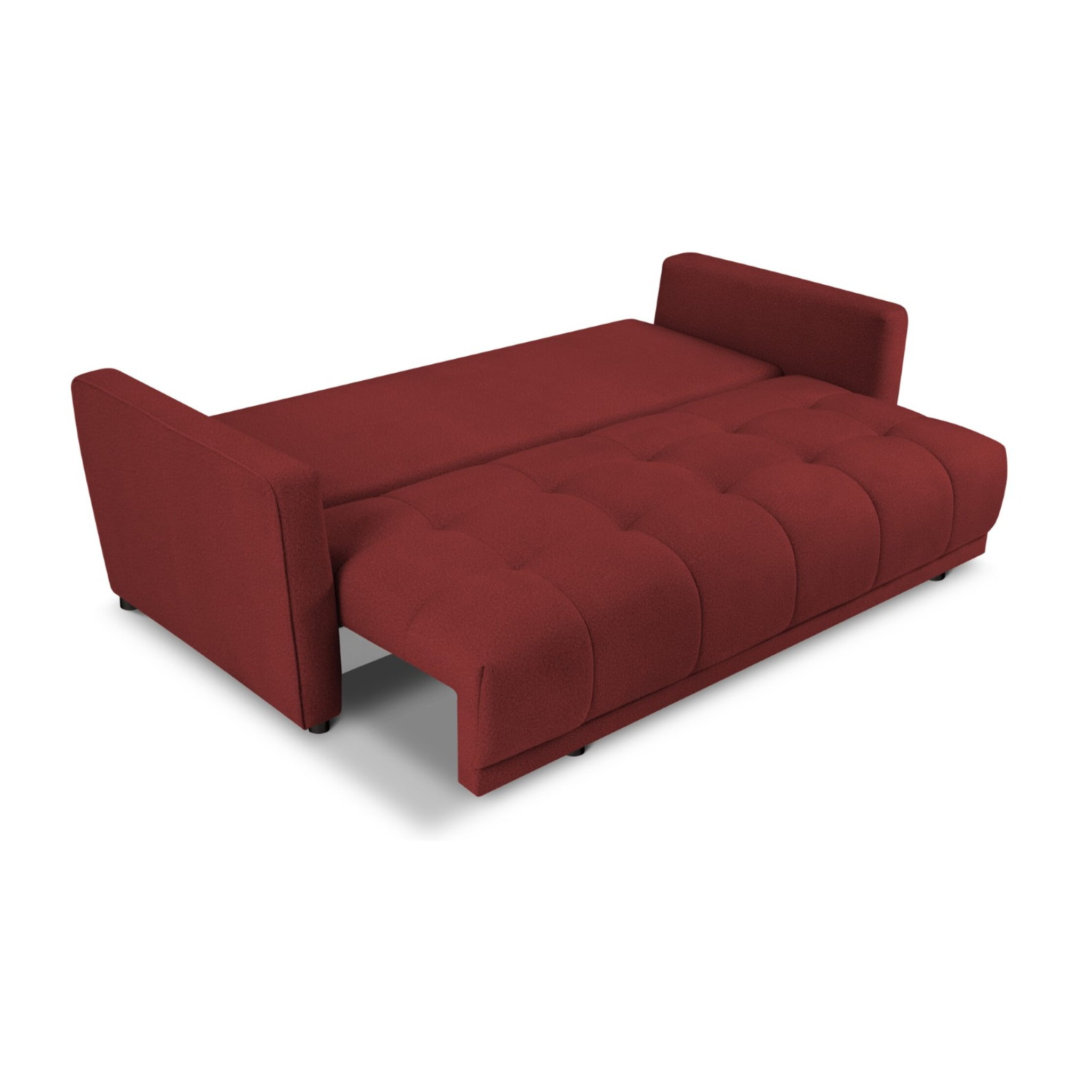Canapé convertible avec coffre de rangement "Madrid" 3 places en tissu structurel rouge
