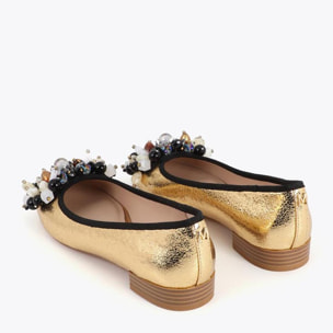 Scarpa da ballerina piatta metallizzata con dettaglio applicato