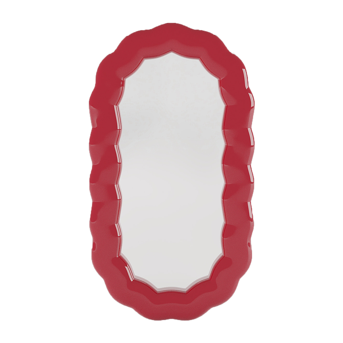 Brooklyn - Miroir mural ovale en céramique ondulée rouge