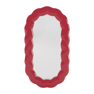 Brooklyn - Miroir mural ovale en céramique ondulée rouge