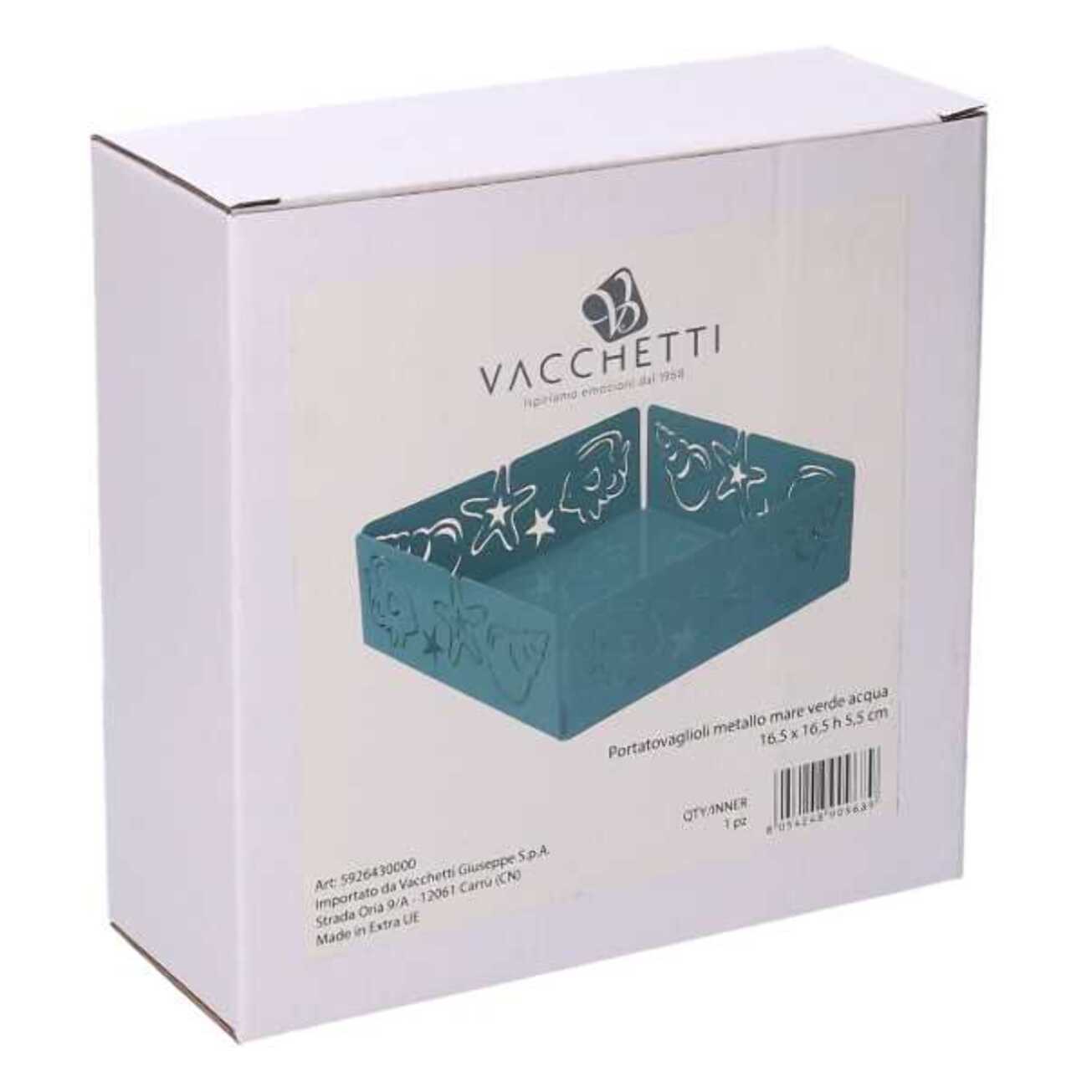 Portatovaglioli in metallo mare verde acqua quadrato cm16,5x16,5x5,5