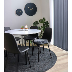 Set 2 sedie da pranzo Stockholm in ecopelle nera con gambe in metallo