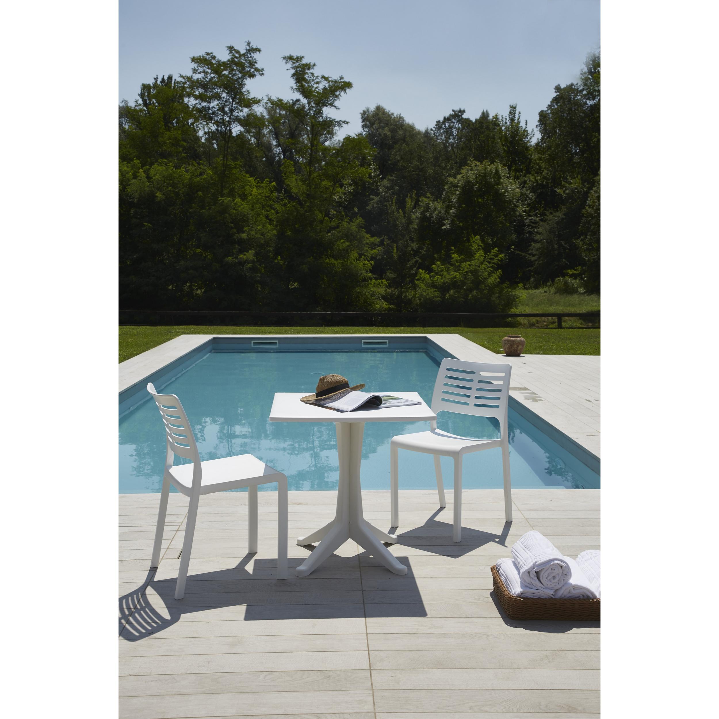 Tavolo da esterno Trani, Tavolo quadrato fisso, Tavolino da giardino multiuso, 100% Made in Italy, Cm 70x70h72, Bianco