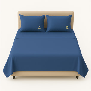 Set 4pzs sabana doble: sabana plana (240x280cm c/ dobladillo simple 5cm) + sabana bajera (160x200+40cm flap) + 2 funda de almohada (50x85cm) 100% alg