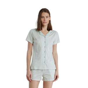 Pigiama donna in cotone con top manica corta e pantalone corto articolo vichy Noidinotte