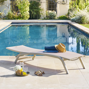 Transat "Bonao" lin & argile 2 roues en aluminium et texaline