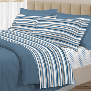 Completo letto riga dots azzurro