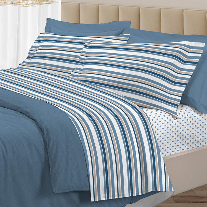 Completo letto riga dots azzurro