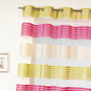 Voilage en organza à fines rayures horizontales - Rose Blush