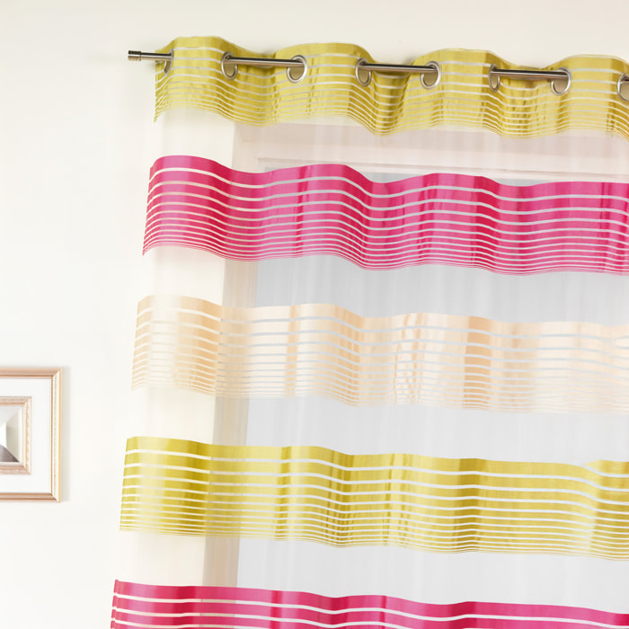 Voilage en organza à fines rayures horizontales - Rose Blush
